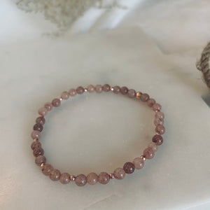 Armband Quarzit rosa mit rosé Perlen